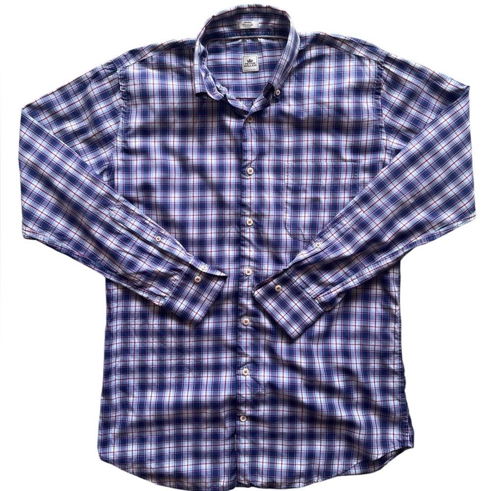 Peter millar red pink and blue button down size medium